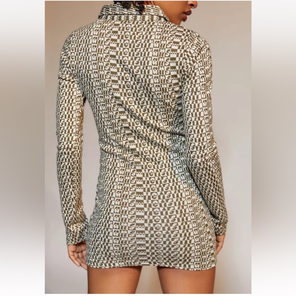iets Frans 70s Retro Logo Quarter Zip Long Sleeve Polo Bodycon Mini Dress XL - Picture 2 of 10